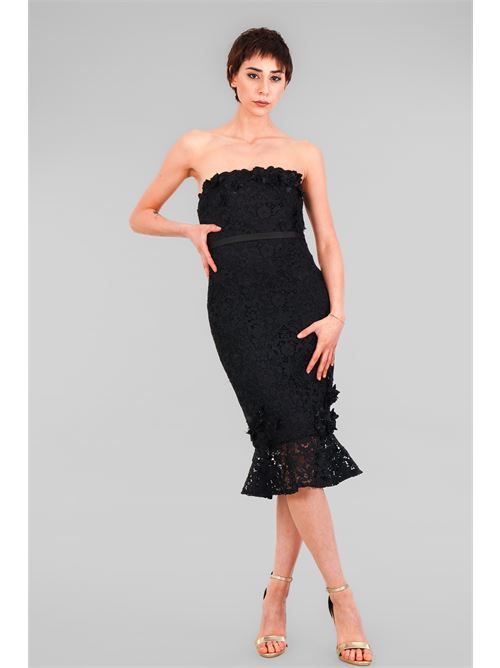 Abito tubino in cady e pizzo D'Andrea collection | 25025NERO